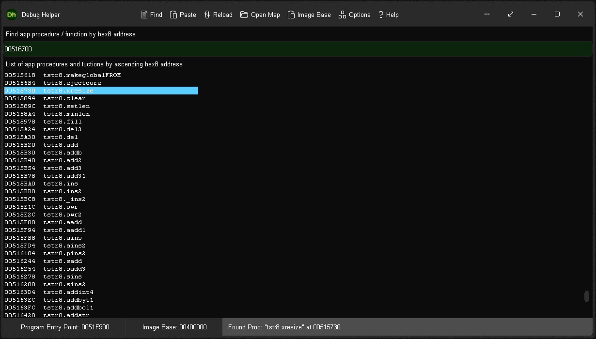 Exception address maps to closest procedure / function name in your source code
Click to view image full size in a new tab